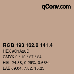 カラーコード: RGB 193 162.8 141.4 | qconv.com