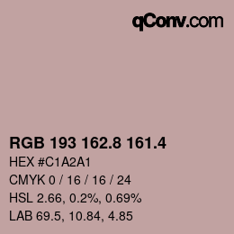 カラーコード: RGB 193 162.8 161.4 | qconv.com