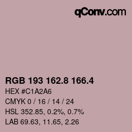 カラーコード: RGB 193 162.8 166.4 | qconv.com