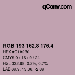 カラーコード: RGB 193 162.8 176.4 | qconv.com