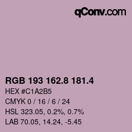 カラーコード: RGB 193 162.8 181.4 | qconv.com