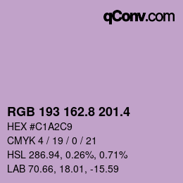 カラーコード: RGB 193 162.8 201.4 | qconv.com