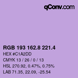 カラーコード: RGB 193 162.8 221.4 | qconv.com