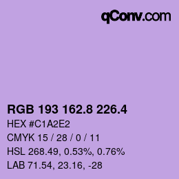 カラーコード: RGB 193 162.8 226.4 | qconv.com