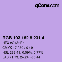 カラーコード: RGB 193 162.8 231.4 | qconv.com