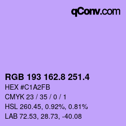 カラーコード: RGB 193 162.8 251.4 | qconv.com