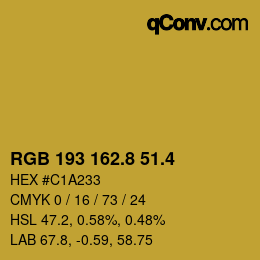 カラーコード: RGB 193 162.8 51.4 | qconv.com
