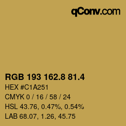 カラーコード: RGB 193 162.8 81.4 | qconv.com