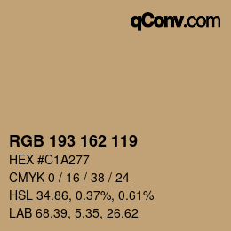 カラーコード: RGB 193 162 119 | qconv.com