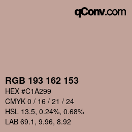 カラーコード: RGB 193 162 153 | qconv.com