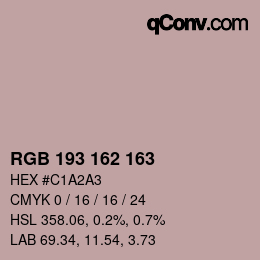 カラーコード: RGB 193 162 163 | qconv.com