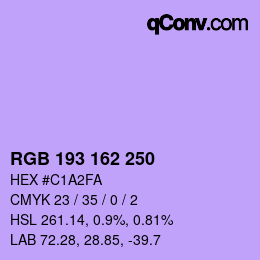 Color code: RGB 193 162 250 | qconv.com