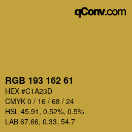 カラーコード: RGB 193 162 61 | qconv.com