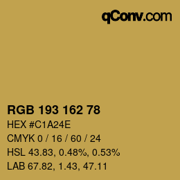 カラーコード: RGB 193 162 78 | qconv.com