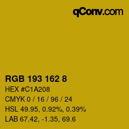 Color code: RGB 193 162 8 | qconv.com