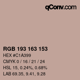 カラーコード: RGB 193 163 153 | qconv.com