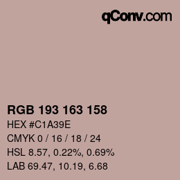カラーコード: RGB 193 163 158 | qconv.com
