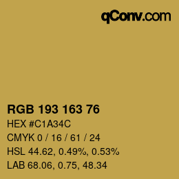 カラーコード: RGB 193 163 76 | qconv.com