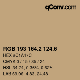 カラーコード: RGB 193 164.2 124.6 | qconv.com