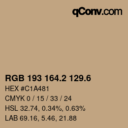 カラーコード: RGB 193 164.2 129.6 | qconv.com