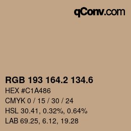カラーコード: RGB 193 164.2 134.6 | qconv.com