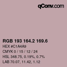 カラーコード: RGB 193 164.2 169.6 | qconv.com