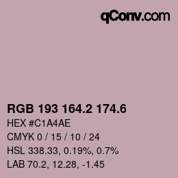 カラーコード: RGB 193 164.2 174.6 | qconv.com