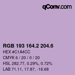 カラーコード: RGB 193 164.2 204.6 | qconv.com