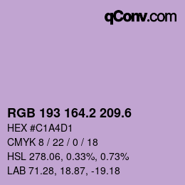 カラーコード: RGB 193 164.2 209.6 | qconv.com