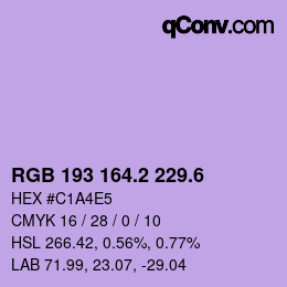 カラーコード: RGB 193 164.2 229.6 | qconv.com