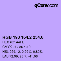 カラーコード: RGB 193 164.2 254.6 | qconv.com
