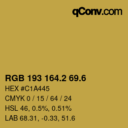 カラーコード: RGB 193 164.2 69.6 | qconv.com