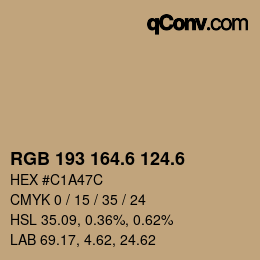 カラーコード: RGB 193 164.6 124.6 | qconv.com