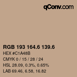 カラーコード: RGB 193 164.6 139.6 | qconv.com