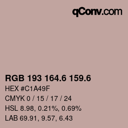 カラーコード: RGB 193 164.6 159.6 | qconv.com