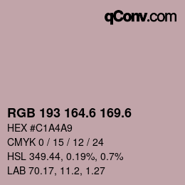 カラーコード: RGB 193 164.6 169.6 | qconv.com