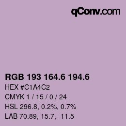 カラーコード: RGB 193 164.6 194.6 | qconv.com