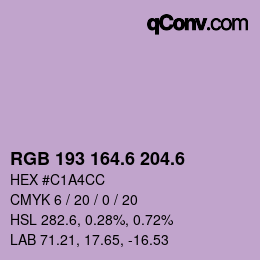 カラーコード: RGB 193 164.6 204.6 | qconv.com