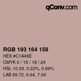 Color code: RGB 193 164 158 | qconv.com