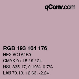 カラーコード: RGB 193 164 176 | qconv.com
