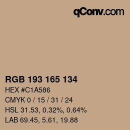 颜色代码: RGB 193 165 134 | qconv.com
