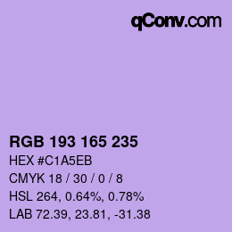 Color code: RGB 193 165 235 | qconv.com