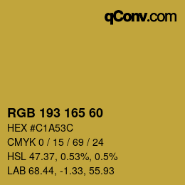 カラーコード: RGB 193 165 60 | qconv.com