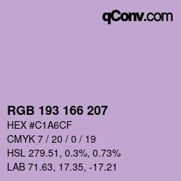 Código de color: RGB 193 166 207 | qconv.com