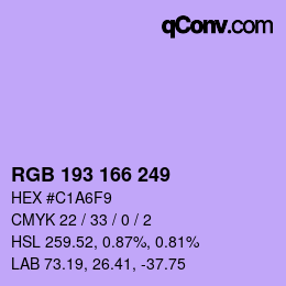 カラーコード: RGB 193 166 249 | qconv.com