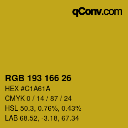 Color code: RGB 193 166 26 | qconv.com