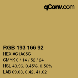 Color code: RGB 193 166 92 | qconv.com
