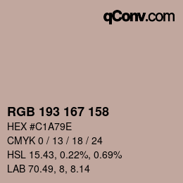 Color code: RGB 193 167 158 | qconv.com