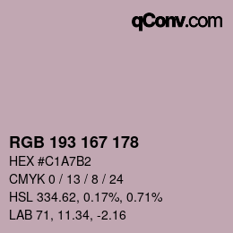 Color code: RGB 193 167 178 | qconv.com