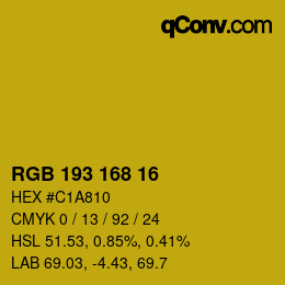 颜色代码: RGB 193 168 16 | qconv.com